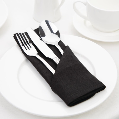 Olympia Linen Table Napkin 400x400mm - Black (Pack of 12) - FW697