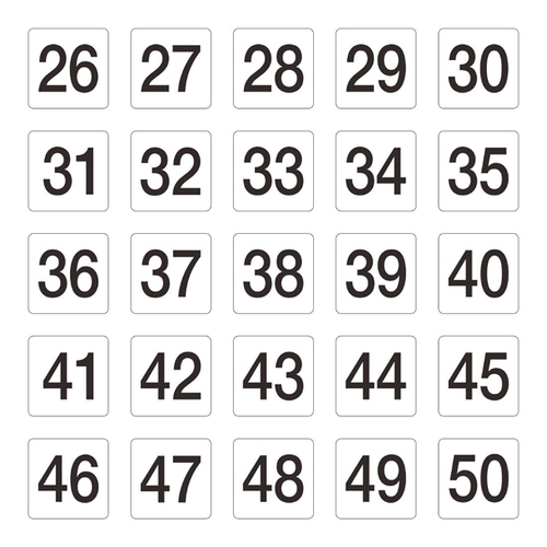 Olympia Table Numbers Set 1-50 - GB629