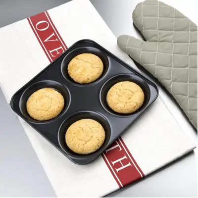 Vogue Non Stick Yorkshire Pudding Tray 4 Cup 235x235x23mm - GD012