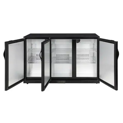 Polar GE999-A G-Series Back Bar Cooler with Triple Solid Hinged Doors Black - 850mm - GE999-A