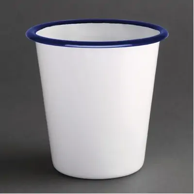 Enamel Tumbler 310ml White with Blue Rim (Box of 6) - GM515
