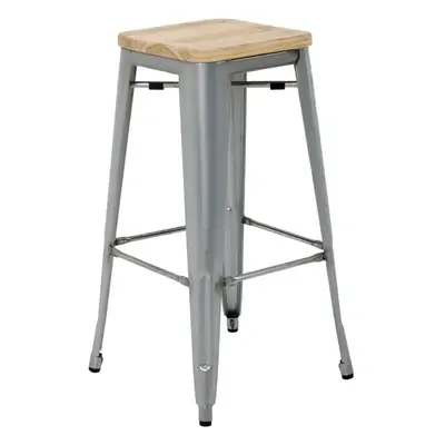 Bolero High Metal Bar Stools with Wooden Seat Pad ( Pack of 4 ) - GM638