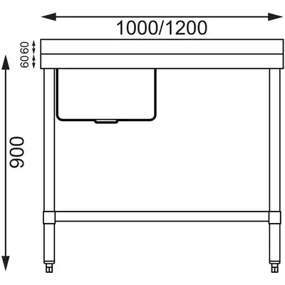 Vogue Single Bowl Sink (90mm Drain) L/H Drainer 1200mm - HC902