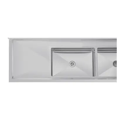 Vogue Double Bowl Sink Double Drainer (90mm Drain) 2400mm - HC909
