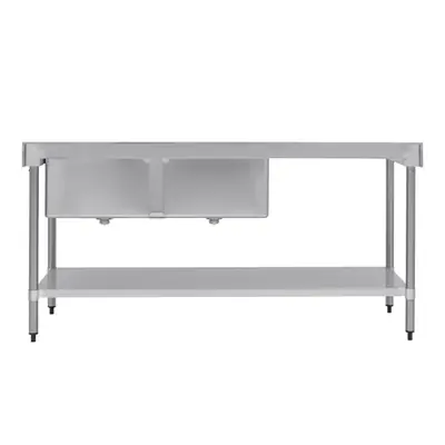 Vogue Double Bowl Sink L/H Drainer (90mm Drain) 1800x700mm - HC920