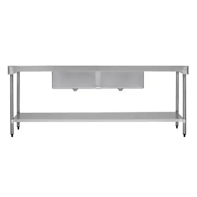 Vogue Double Bowl Sink Double Drainer (90mm Drain) 2400x700mm - HC921
