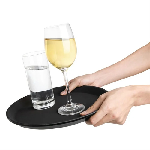 Olympia Kristallon Round Tray Black Anti-Slip Fibreglass 280mm  - J845