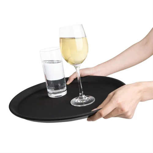 Olympia Kristallon Anti-Slip Fibreglass Round Tray Black 356mm - J846