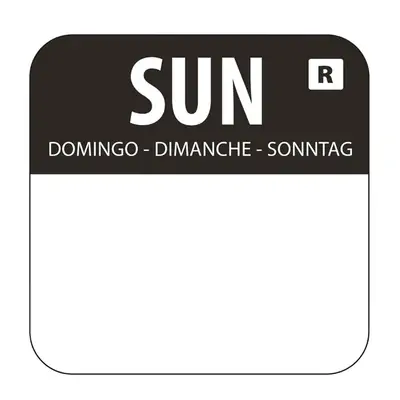 Hygiplas Colour Coded Food Labels Sunday Black- (Roll of 1000) - L930