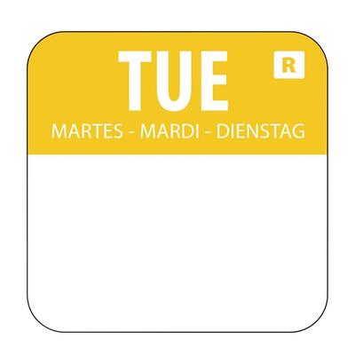 Hygiplas Colour Coded Food Labels Tuesday Yellow (Roll of 1000) - L932