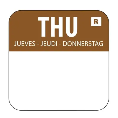 Hygiplas Colour Coded Food Labels Thursday Brown (Roll of 1000) - L934
