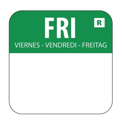 Hygiplas Colour Coded Food Labels Friday Green (Roll of 1000) - L935