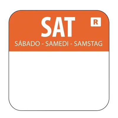 Hygiplas Colour Coded Food Labels Saturday Orange (Roll of 1000) - L936