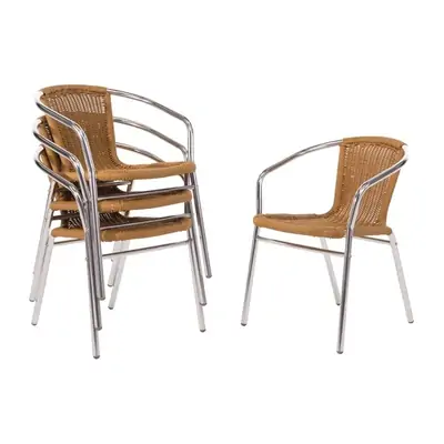 Bolero Aluminium & Natural Wicker Chair (Pack of 4) - U422