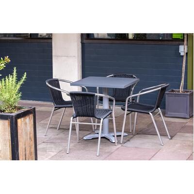Bolero Aluminium & Black Wicker Chairs Black (Pack of 4) - U507