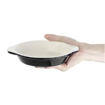 Vogue Black Round Cast Iron Gratin Dish 400ml - U561