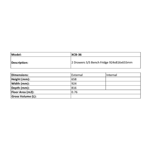 FED-X XCB-36 - Chef Base Refrigerated Drawer Bench 184 Litres - XCB-36
