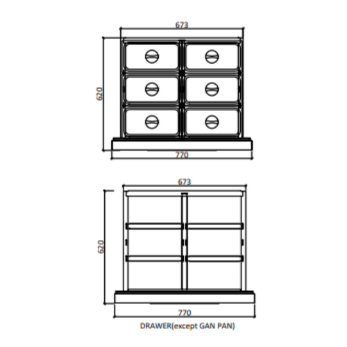 FED-X XCB-72 - Chef Base Refrigeratied Drawer Bench 453 Litres - XCB-72