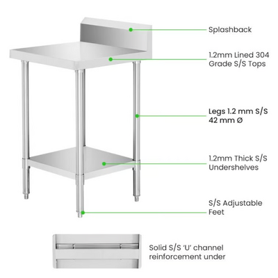 Modular Systems 0300-7-WBB Work Bench with Undershelf And Splashback 300 x 700 x 900mm - 0300-7-WBB