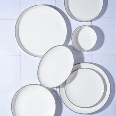 Tablekraft Core Grey Rim Walled Lip Round Plate 200x23mm (Box of 6) - 91086-GY