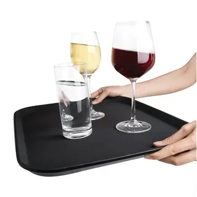 Olympia Kristallon Rectangular Tray Black Anti-Slip Plastic 356x458mm - C559