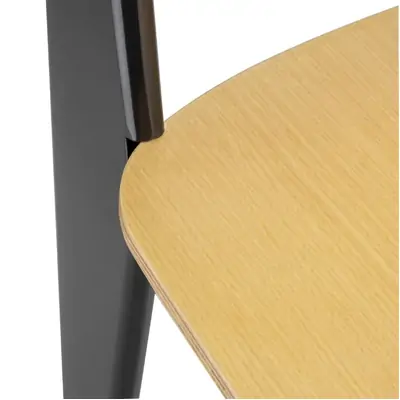 Bolero Wooden Dining Chairs with Black Steel Frame (Pack of 4) - DM338