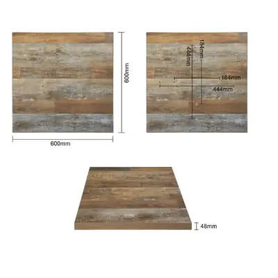 Bolero Pre-Drilled Square Table Top Urban Dark 600mm - DR821