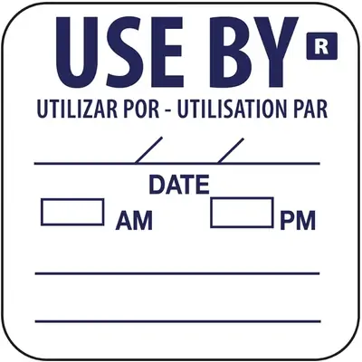 Hygiplas Removable Use By Labels (Roll of 1000) - E150