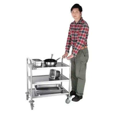 Vogue 3 Tier Clearing Trolley Stainless Steel 710x405x825mm - F993