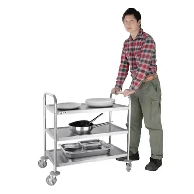 Vogue 3 Tier Clearing Trolley Stainless Steel 810x455x855mm - F994