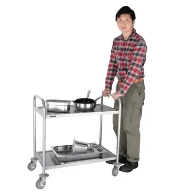 Vogue 2 Tier Clearing Trolley Stainless Steel 855x455x810mm - F997