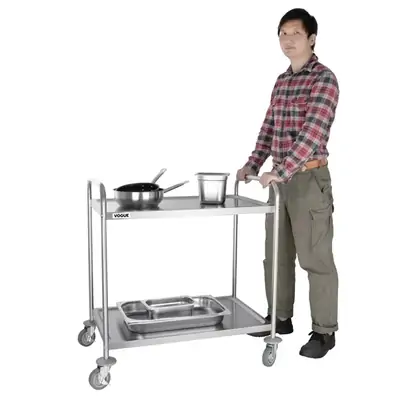 Vogue 2 Tier Clearing Trolley Stainless Steel 860x535x930mm - F998