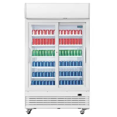 Polar GE581-A G-Series Sliding Door Upright Display Cooler/Fridge with Light Box 950Ltr - GE581-A