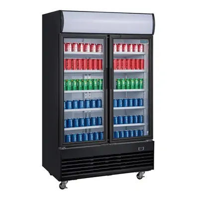 Polar GM813-A G-Series Upright Display Cooler with Light Box Double Hinged Door - Black - GM813-A