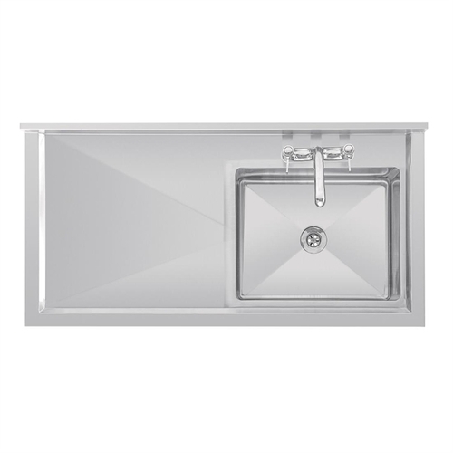 Vogue Single Bowl Sink R/H Drainer (90mm Drain) - 1200mm - HC903