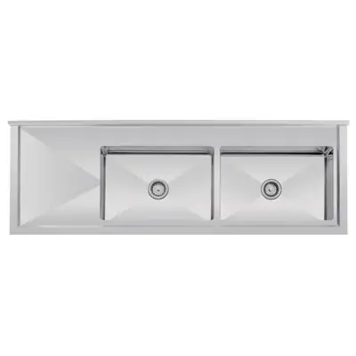 Vogue Double Bowl Sink L/H Drainer (90mm Drain) 1800mm - HC908