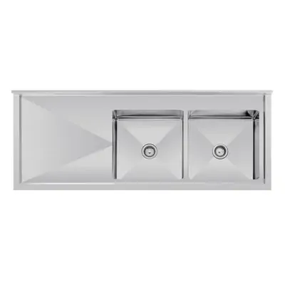 Vogue Double Bowl Sink L/H Drainer (90mm Drain) 1800x700mm - HC920