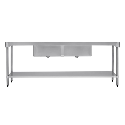 Vogue Double Bowl Sink Double Drainer (90mm Drain) 2400x700mm - HC921