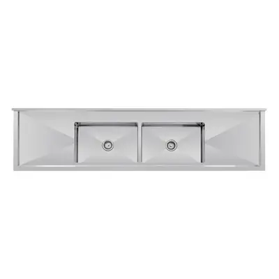 Vogue Double Bowl Sink Double Drainer (90mm Drain) 2400x700mm - HC921