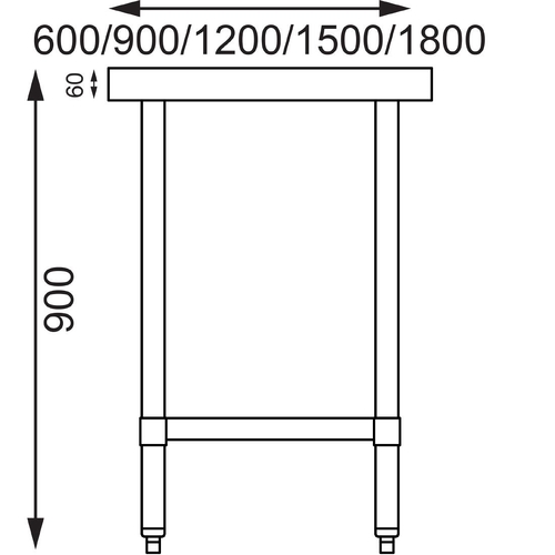 Vogue Stainless Steel Prep Table - 1200 x 600 x 900mm - T376