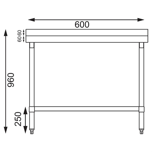 Vogue Stainless Steel Prep Table with Splashback - 600 x 600 x 900mm - T379