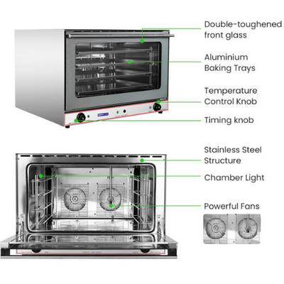 ConvectMax YXD-8AE - Heavy Duty Stainless Steel Convection Oven w/ Press Button Steam - YXD-8AE