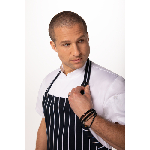 Striped Bib Apron No Pocket - Navy/White - APKNW - APKNW