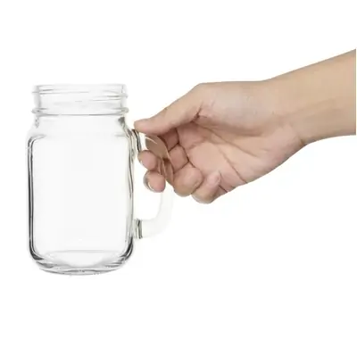Handled Mason Jar Glasses 450ml (Pack of 12) - CE678
