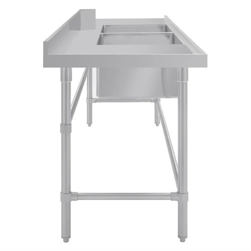 Vogue Dishwasher Inlet Table with Double Bowl Sink 90mm outlet 2400x700x960mm L/H - DE475