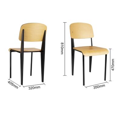 Bolero Wooden Dining Chairs with Black Steel Frame (Pack of 4) - DM338