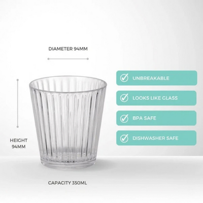 D-Still Bamboo Polycarbonate Stackable Tumbler 350ml (Box of 4) - DS8950