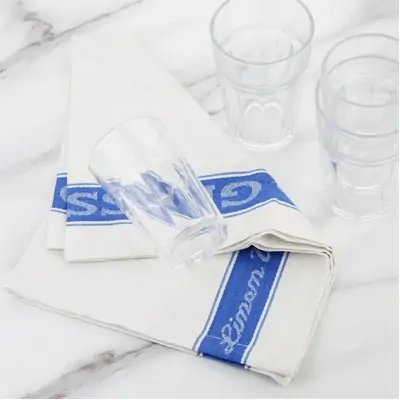 Linen Glass Cloth 760x510mm Blue Border - E911