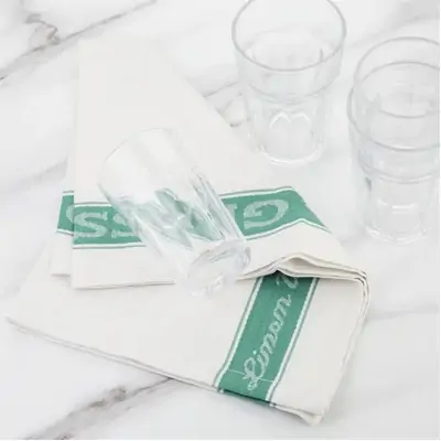 Linen Glass Cloth 760x510mm Green Border - E912