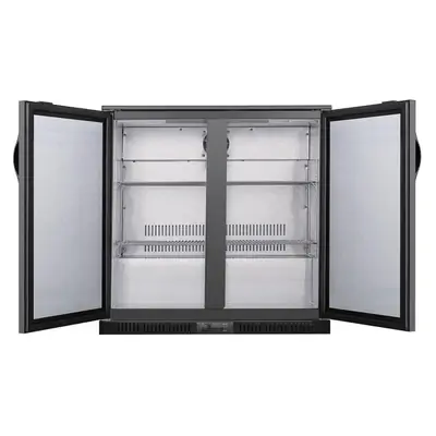 Polar GE998-A G-Series Back Bar Cooler with Double Solid Hinged Doors Black - 850mm - GE998-A